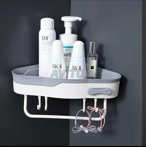 3 قطع رف حائط بلاستيكي مثلث الشكل للحمام - 2