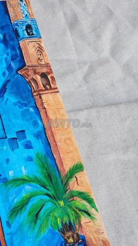 Peinture marocaine - Porte bleue (fait main) - 2