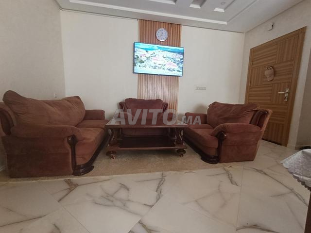 Salon canapé bois velours 3 pièces - 2