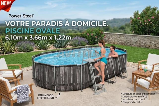 Piscine Ovale 6,10 x 3,60 x 1,22 M Noir