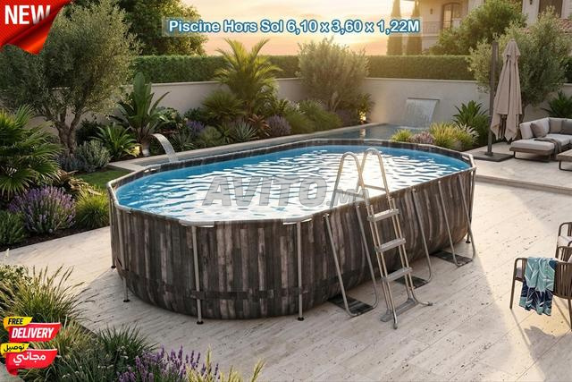 حوض سباحة بيضاوي فوق الأرض 6.10 × 3.60 × 1.22 م