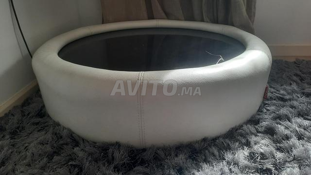 طاولة قهوة جلد أبيض - 2