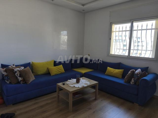 صالون أزرق على شكل حرف L - 2