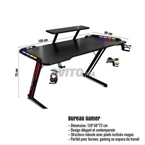 مكتب جيمر LED 120x60 سم مع حامل شاشة