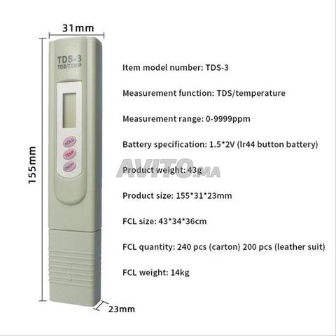 Testeur portable TDS de qualité de l'eau