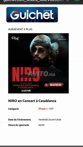 VENTE TICKETS NIRO VIP