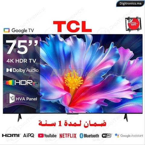 تلفزيون TCL ذكي 75 بوصة بدقة 4K UHD ونظام Google TV موديل 75P6L