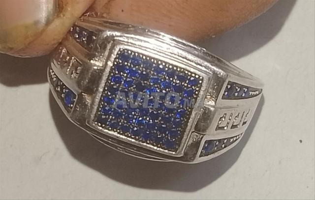 Bague homme argent 925 authentique avec pierres bleues – Design élégant