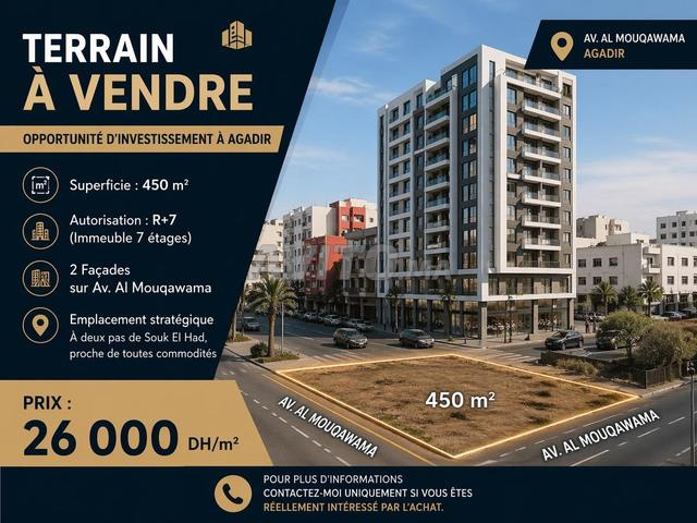 A vendre terrain immeuble 450 m Agadir