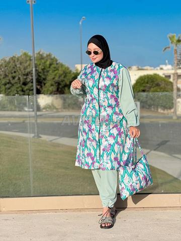 Burkini long pour femmes voilées composé de quatre pièces - 2