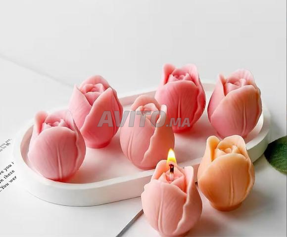 قطعتان قالب سيليكون لشمعة على شكل زهرة - 2