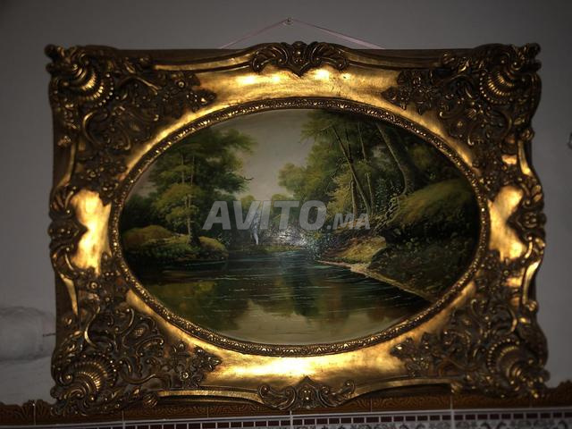 لوحة زيتية إسبانية كلاسيكية بإطار ذهبي - 2