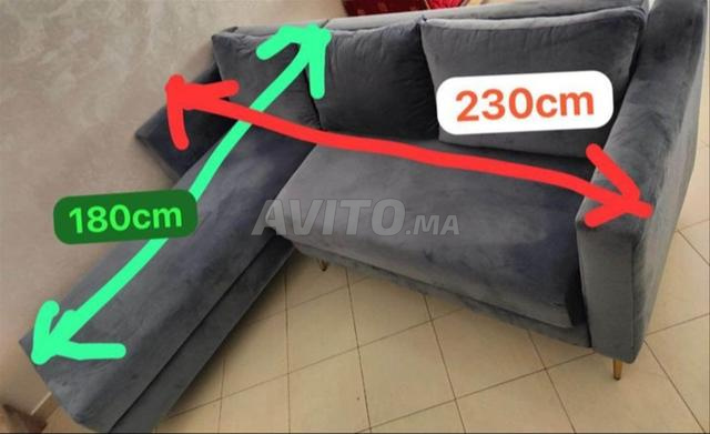 Canapé d'angle bleu - comme neuf - 2