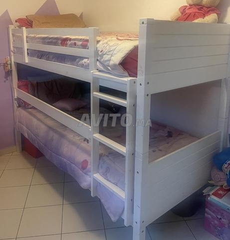 سرير بطابقين من الخشب الصلب بدون مرتبة - 2