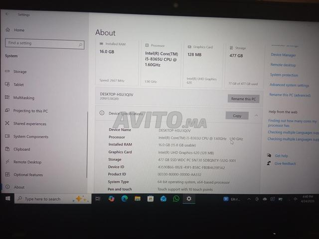 PC Lenovo T490s i5-8365U CPU 16.0GB 512 SSD - 2