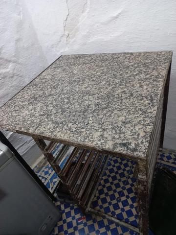 طاولة حديد بالرخام 74/75 مع عربة 60/40 - 2