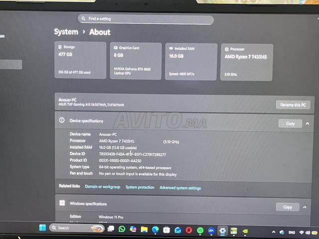 Ordinateur portable Gaming ASUS TUF A15 – RTX 4060 - 2