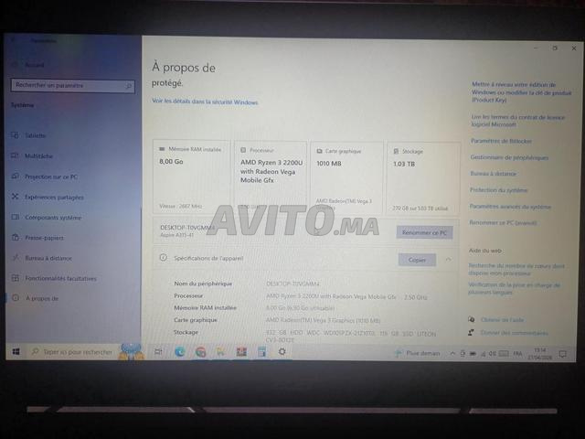 PC portable Acer Aspire 8 Go RAM 1 To HDD 128 Go SSD - 2