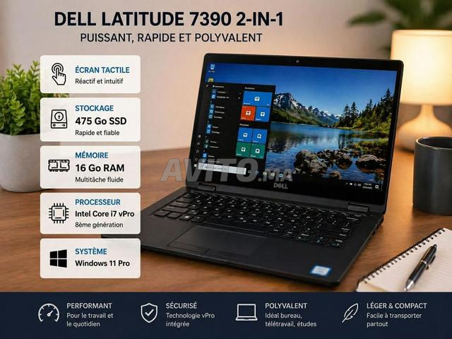 كمبيوتر محمول بشاشة لمس ديل لاتيتيود 7390 2 في 1 كور i7 vPro الجيل الثامن
