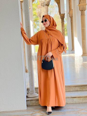 طقم عباية وشال كريپ روزا الأصلي - 2