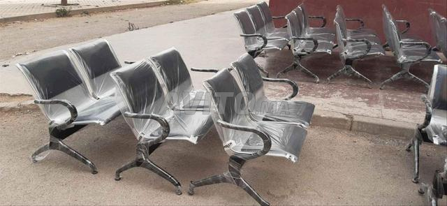 Banquette chromé 3 places\ chaise d'attente - 2