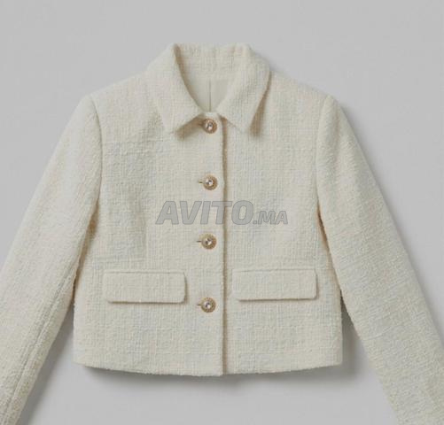 Veste en Tweed Bouclé Crème - Style Chic - 2