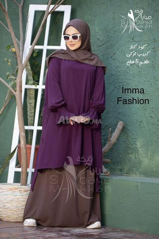 Ensemble Khimar 2 pièces confectionné dans le meilleur crêpe Rosa - 2