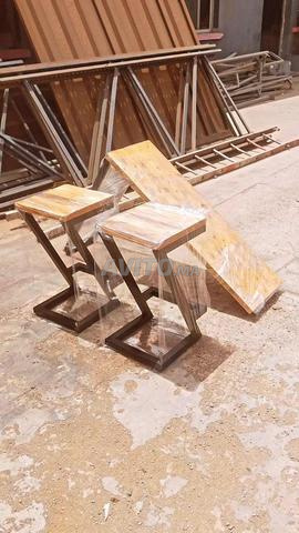 Table bar style industriel avec 2 tabourets - 2