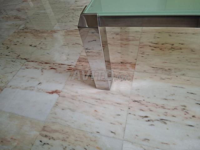 Table basse design vert & acier inox 130x70x43 cm