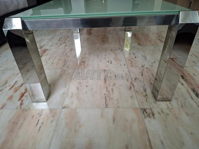 Table basse design vert & acier inox 130x70x43 cm - 2