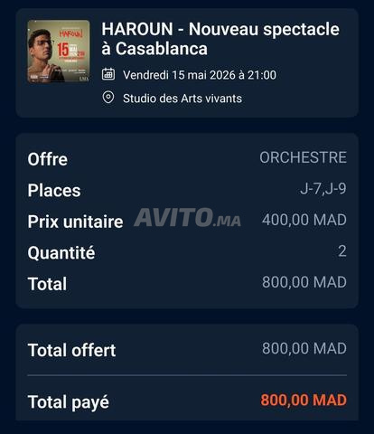 2 billets pour le spectacle Haroun - 2