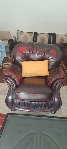Canapé 3 places et 2 fauteuils en cuir véritable - 2
