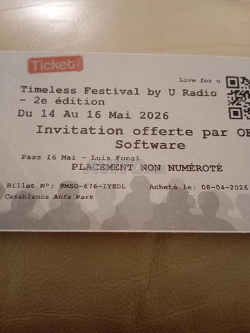 Ticket pour soirée le 16 Mai Luis Fonsi
