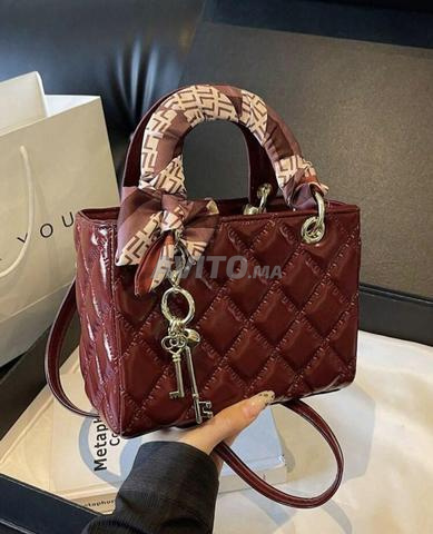 Nouveau sac à main diamant rouge bordeaux