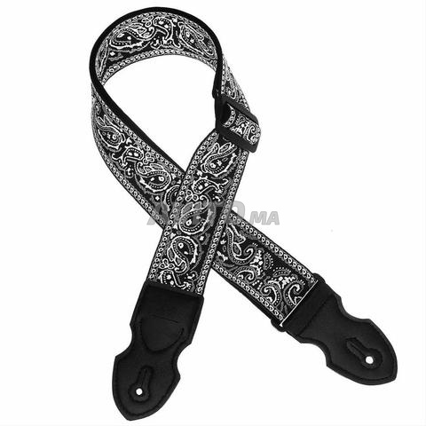 حزام جيتار – نقشة بيزلي سوداء وبيضاء - 2