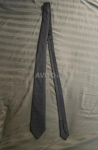 Cravate Hermès Façonnée H bicolore gris/bleu - 2