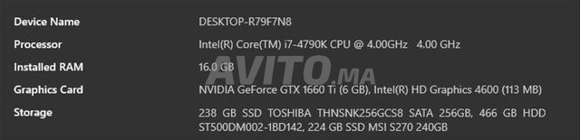 PC Gamer GTX 1660 Ti – 16 Go RAM – 1000 Go - 2
