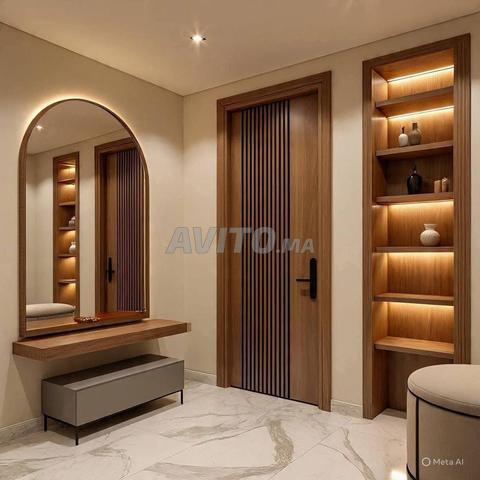 أثاث مدخل بتصميم عصري مع رفوف بإضاءة LED - 2