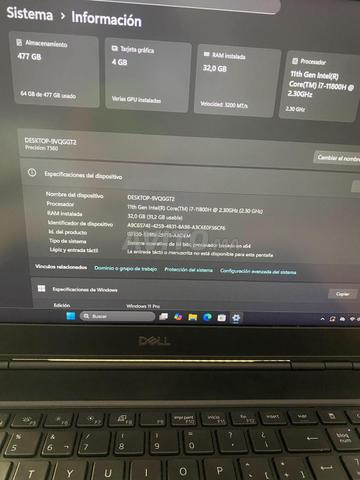 Dell Precision 7560 i7 11ème NVIDIA T1200 32 Go RAM