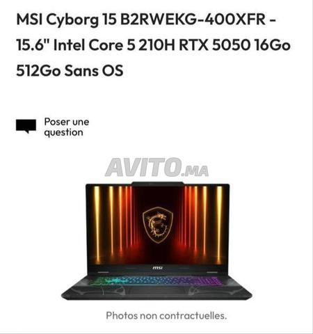 MSI 15,6'' RTX 5050 16 Go RAM 512 Go SSD