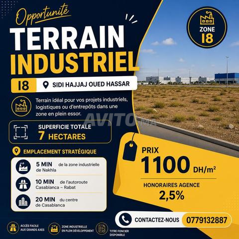 Terrain Industriel I8 à vendre Sidi Hajjaj