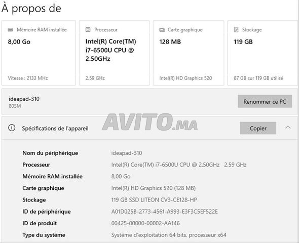 Lenovo Ideapad i7 - 6ème Génération - 2