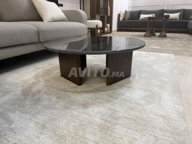 Table basse bois massif et marbre