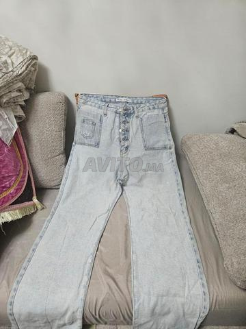 Jean taille haute wide leg couleur bleu clair