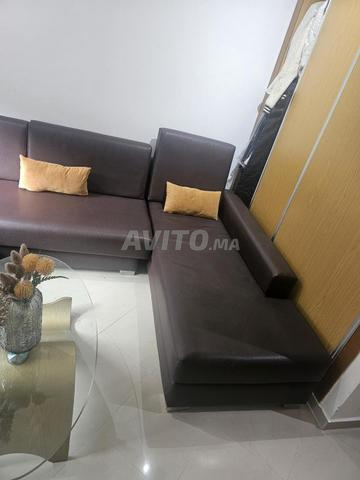 Salon simili cuir marron - 2