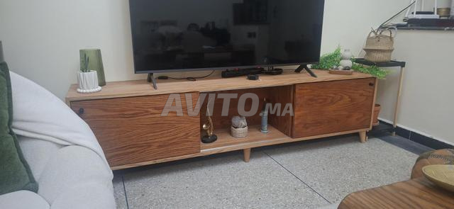Meuble TV Scandinave Moderne bois latté chêne - 2