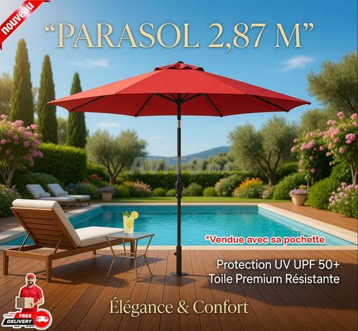 Parasol 2.87M Avec Manivelle Couleur-VIN-