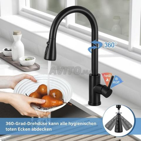 Robinet de cuisine noir en acier inoxydable - 2