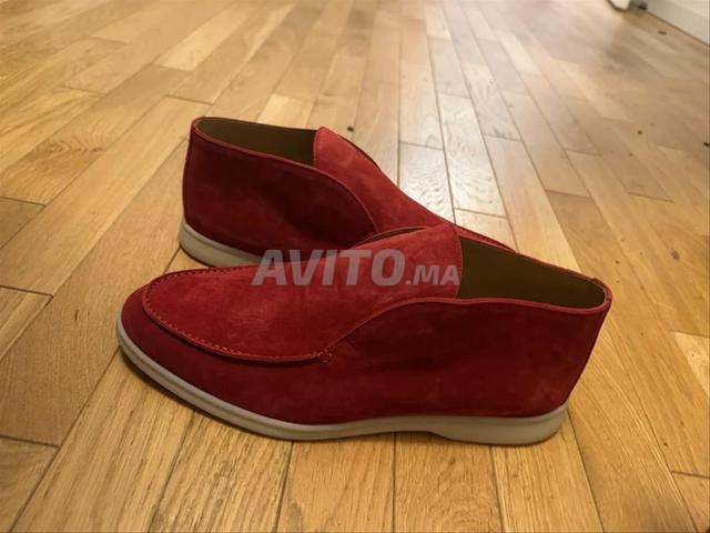Loro Piana Open Walk أحذية جلد الغزال بورجوندي