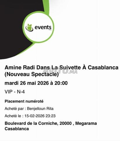 4 billets VIP Amine Radi 26 mai 2026 Casablanca - 2